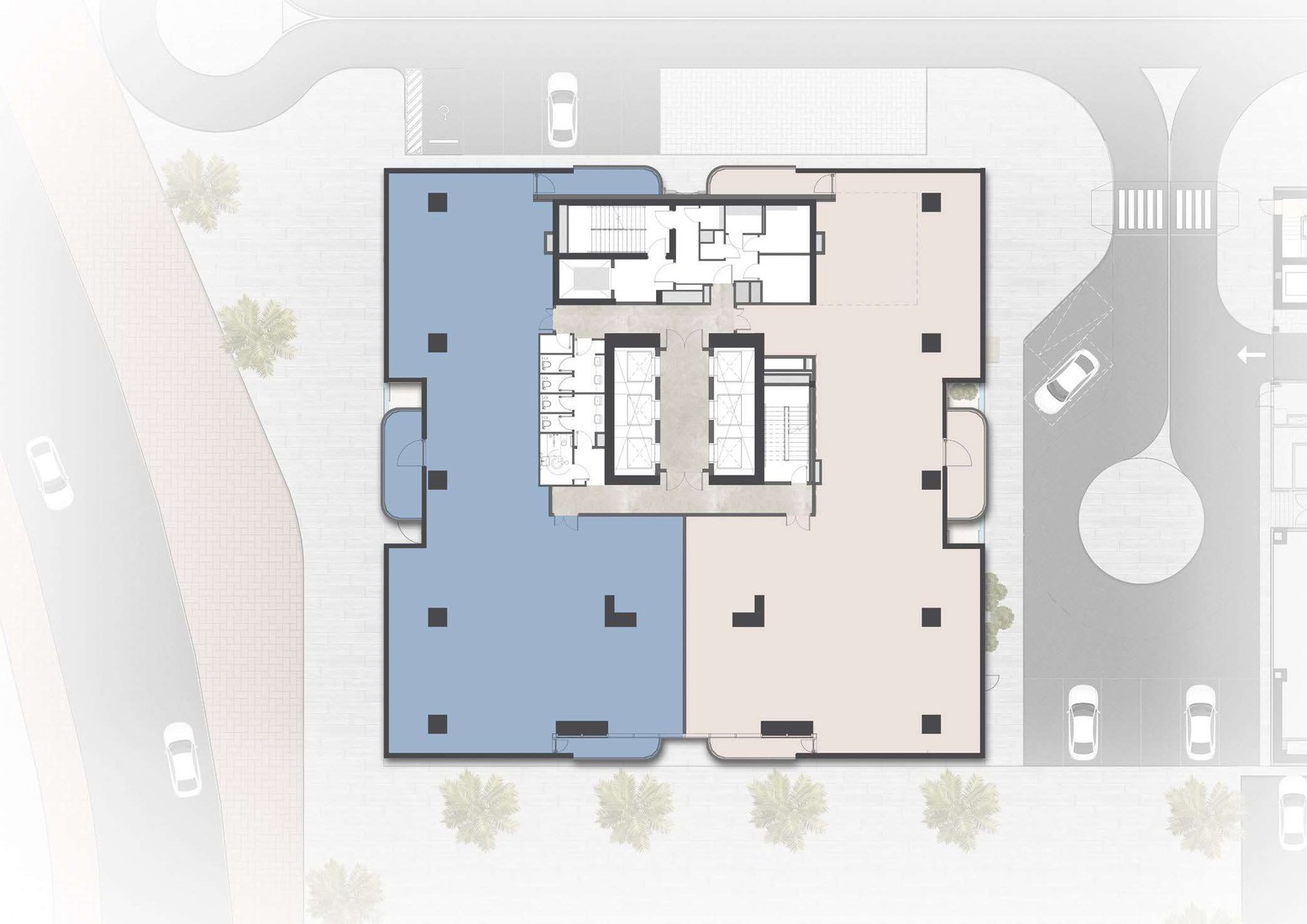 High-floor office, 2 a floor, Typical floor plan