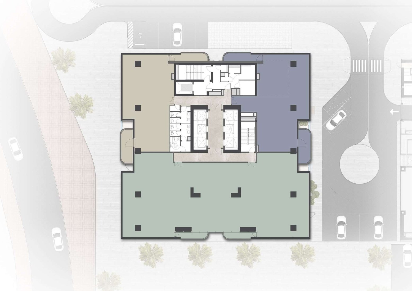High-floor office, 3 a floor, Typical floor plan