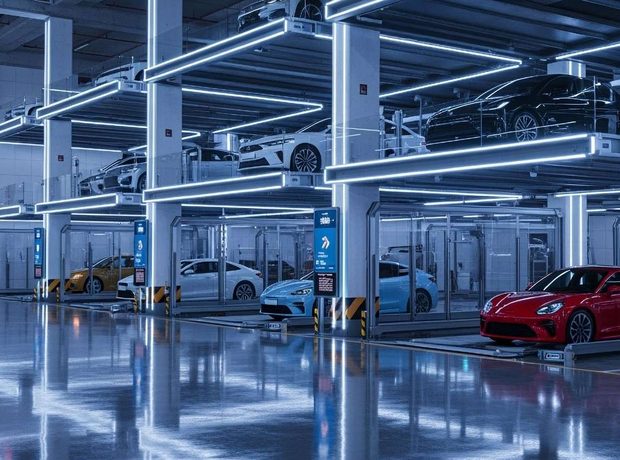 Robotic parking and 12 double-deck lifts